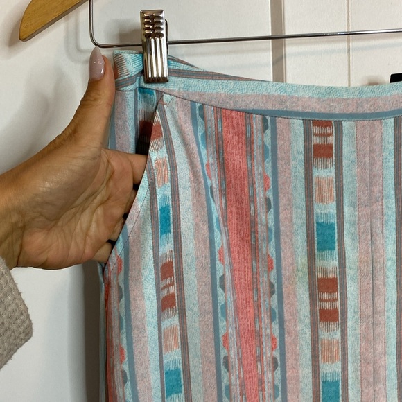 BCBG MaxAzria | Jane  Blue & Pink Striped Multicolor Maxi Skirt - highlow inside - Picture 3 of 6